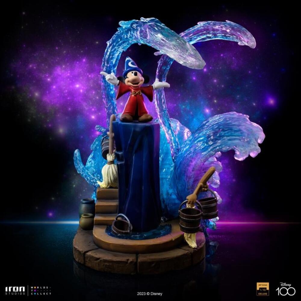 IRON STUDIOS DISNEY FANTASIA MICKEY MOUSE THE SORCERER'S APPRENTICE ART SCALE DELUXE 1/10 STATUE FIGURE
