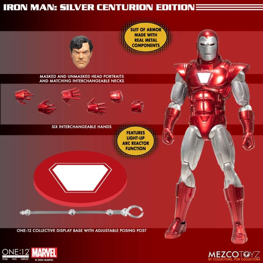 IRON MAN SILVER CENTURION ONE:12 COLLECTIVE ACTION FIGURE MEZCO TOYS