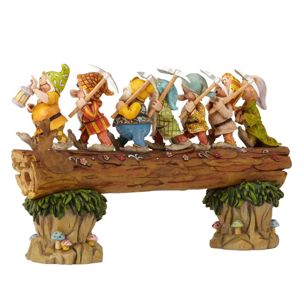 ENESCO SNOW WHITE THE SEVEN DWARFS ON LOG DIORAMA STATUE FIGURE