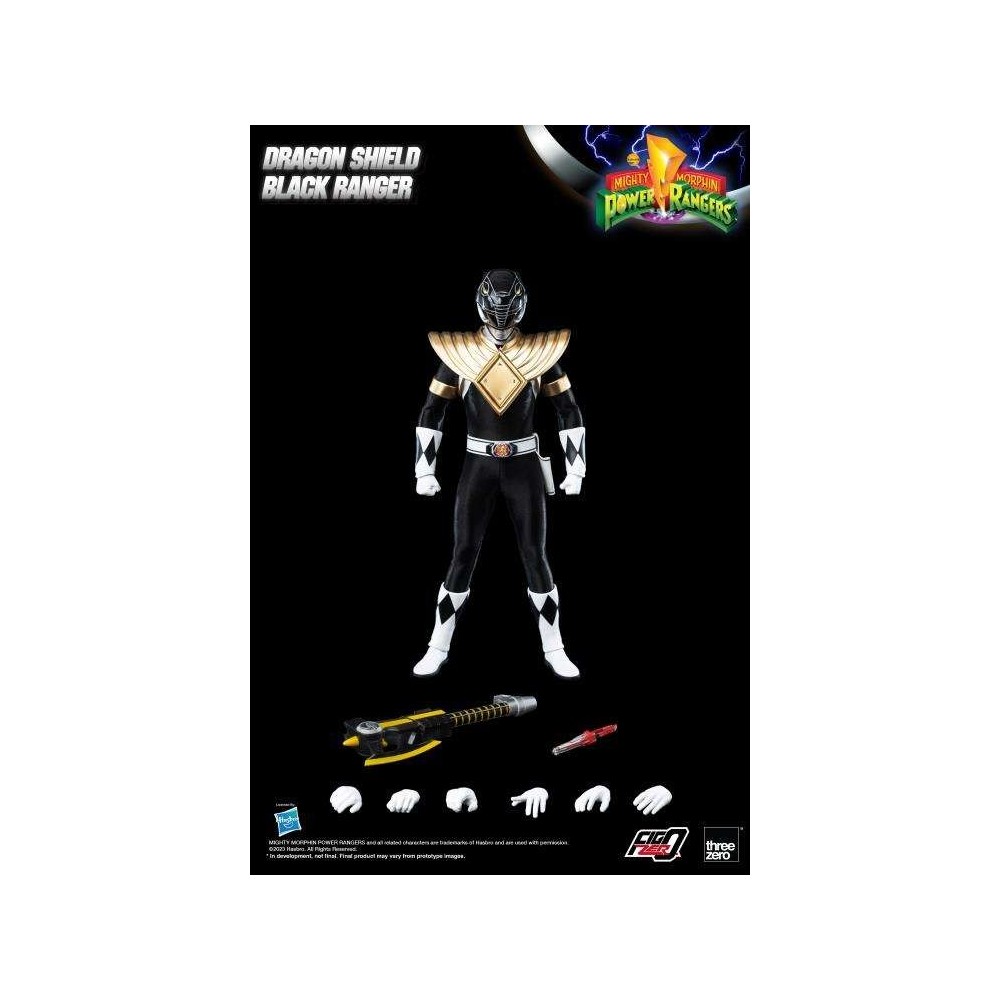 THREEZERO POWER RANGERS DRAGON SHIELD BLACK RANGER 30CM ACTION FIGURE