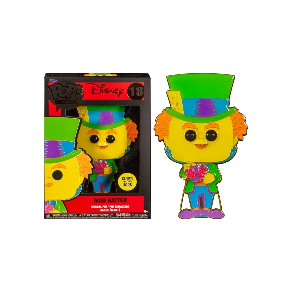 FUNKO FUNKO POP! PIN DISNEY MAD HATTER BLACKLIGHT GLOWS IN THE DARK PIN FIGURE
