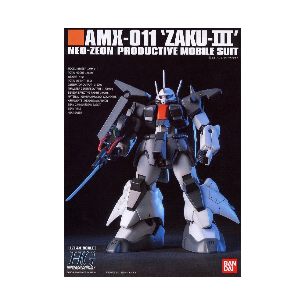 HIGH GRADE HGUC GUNDAM AMX-011 ZAKU III 1/144 MODEL KIT FIGURE BANDAI