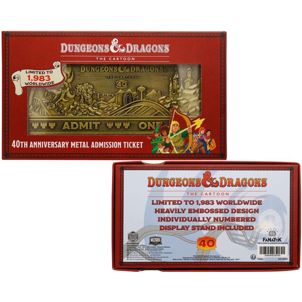 FANATTIK DUNGEONS AND DRAGONS THE CARTOON ROLLERCOASTER TICKET REPLICA