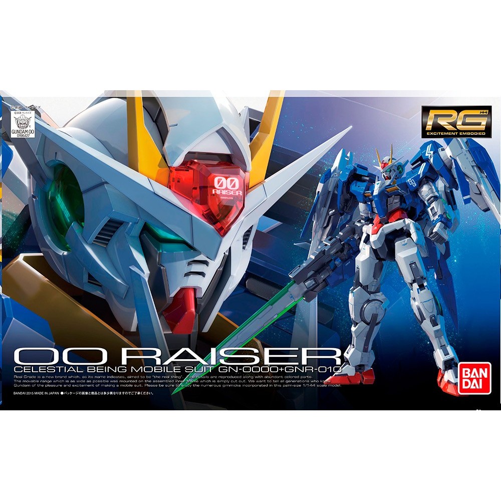 BANDAI REAL GRADE RG GUNDAM 00 RAISER GN-0000 + GNR010 1/144 MODEL KIT FIGURE