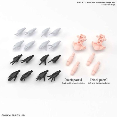BANDAI 30MS OPTION HAND PARTS WHITE AND BLACK PER MODEL KIT