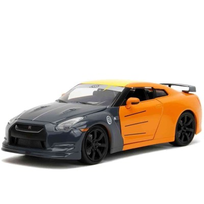 NARUTO SHIPPUDEN 2009 NISSAN GTR WITH NARUTO FIGURE DIE CAST 1/24 MODEL JADA TOYS