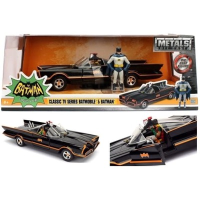 BATMAN TV SERIES 1966 BATMOBILE DIE CAST 1/24 MODEL + BATMAN JADA TOYS