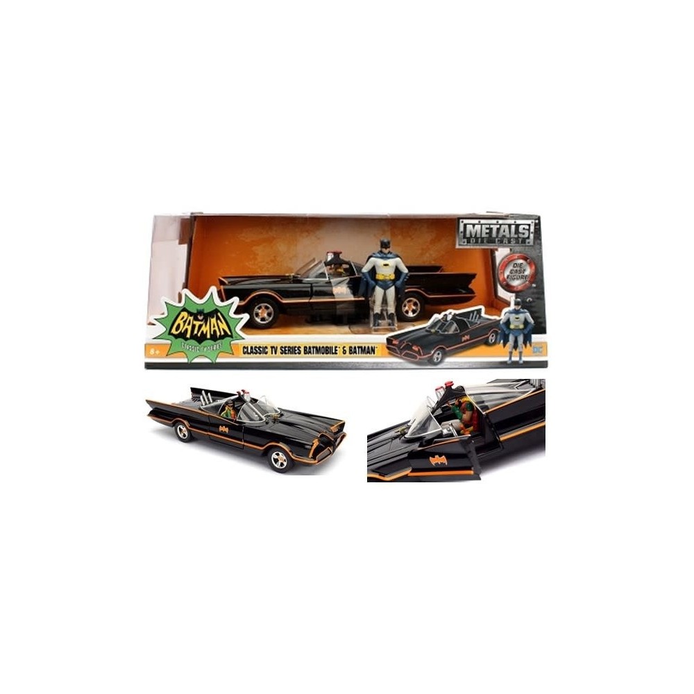 BATMAN TV SERIES 1966 BATMOBILE DIE CAST 1/24 MODEL + BATMAN JADA TOYS