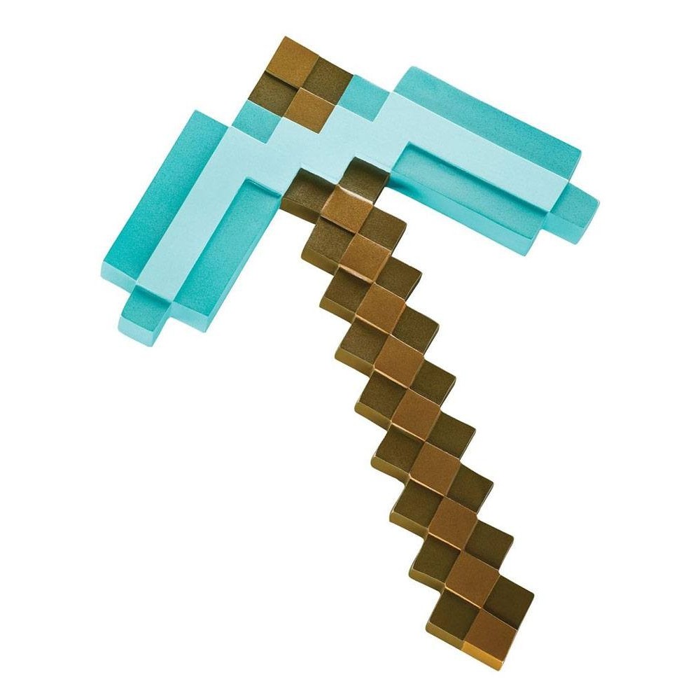 MINECRAFT PLASTIC REPLICA DIAMOND PICKAXE 40CM PICCONE DISGUISE