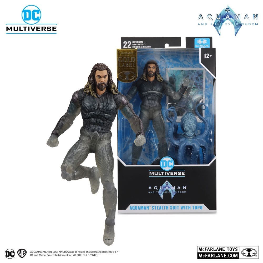 DC MULTIVERSE AQUAMAN 2 AQUAMAN STEALTH SUIT WITH TOPO GOLD LABEL ACTION FIGURE MC FARLANE