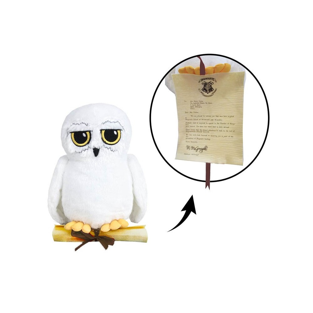 HARRY POTTER - HEDWIG EDVIGE WITH HOGWARTS LETTER 25cm PELUCHE