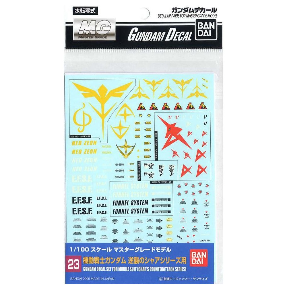 BANDAI BANDAI GUNPLA GUNDAM DECAL SET FOR MOBILE SUIT CHAR'S COUNTERATTACK SERIES