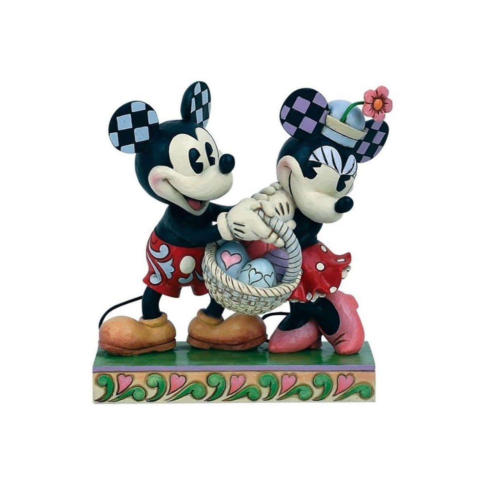MICKEY E MINNIE CON CESTINO PASQUALE STATUA FIGURE ENESCO