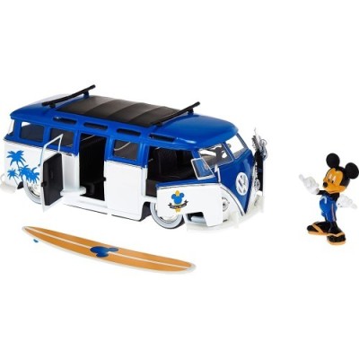 JADA TOYS MICKEY & FRIENDS VOLKSWAGEN T1 BUS WITH MICKEY MOUSE FIGURE DIE CAST 1/24 MODEL