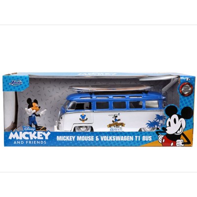 JADA TOYS MICKEY & FRIENDS VOLKSWAGEN T1 BUS WITH MICKEY MOUSE FIGURE DIE CAST 1/24 MODEL