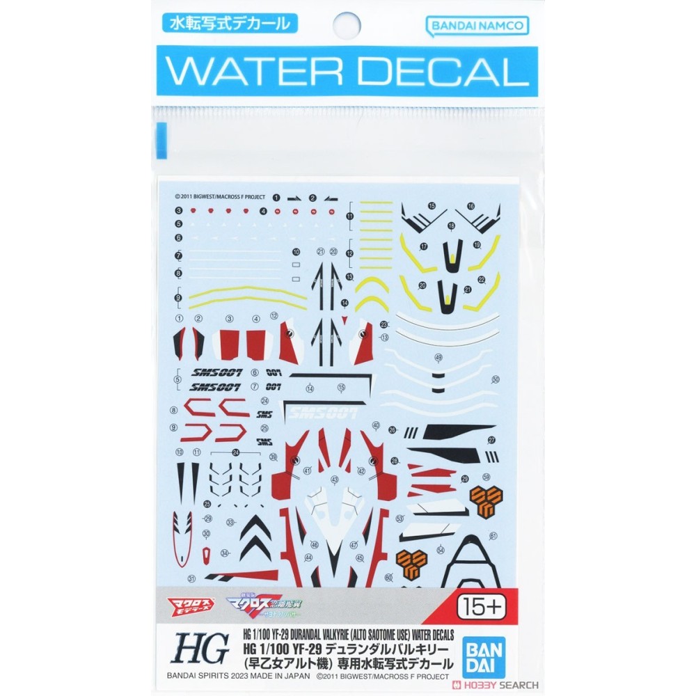 BANDAI HG 1/100 YF-19 DURANDAL VALKYRIE WATER DECALS MODEL KIT