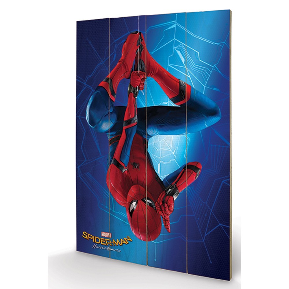 PYRAMID INTERNATIONAL SPIDER-MAN HOMECOMING CITY WOOD PRINT STAMPA SU LEGNO 40 X 60 CM