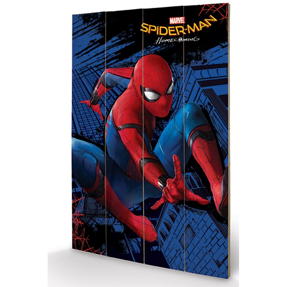 PYRAMID INTERNATIONAL SPIDER-MAN HOMECOMING HANG WOOD PRINT STAMPA SU LEGNO 40 X 60 CM