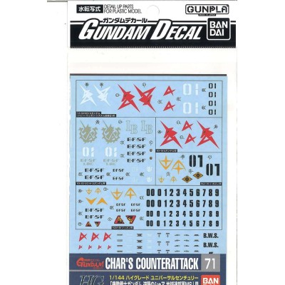 BANDAI HG CHAR'S COUNTERATTACK WATER DECALS MODEL KIT