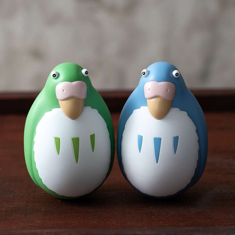 THE BOY AND THE HERON - BLUE AND GREEN PARAKEET 2-PACK ROLYPOLY MINI FIGURES STUDIO GHIBLI