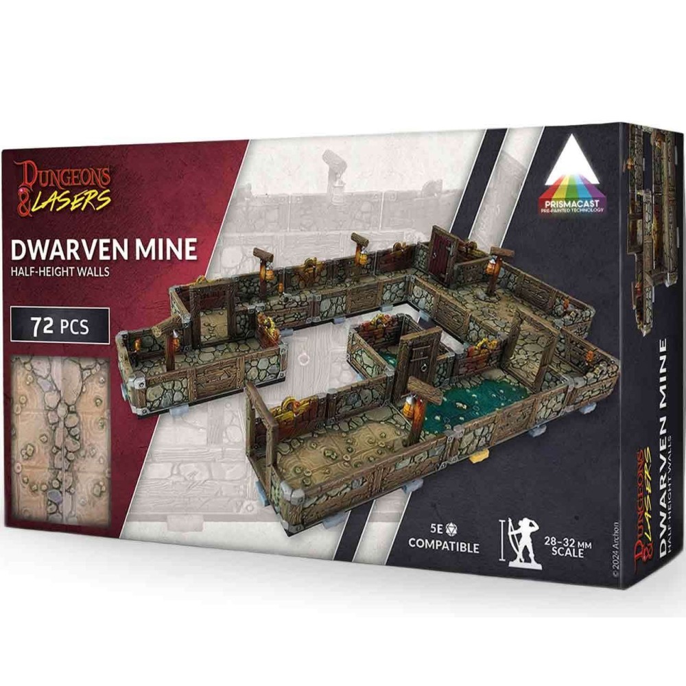 DUNGEONS AND LASERS DWARVEN MINE HALF-HEIGHT WALLS AMBIENTAZIONE MINIATURES GAME ARCHON STUDIO
