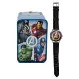 ACCUTIME WATCH MARVEL AVENGERS LOGO ANALOGUE WRIST WATCH LEATHER STRAP