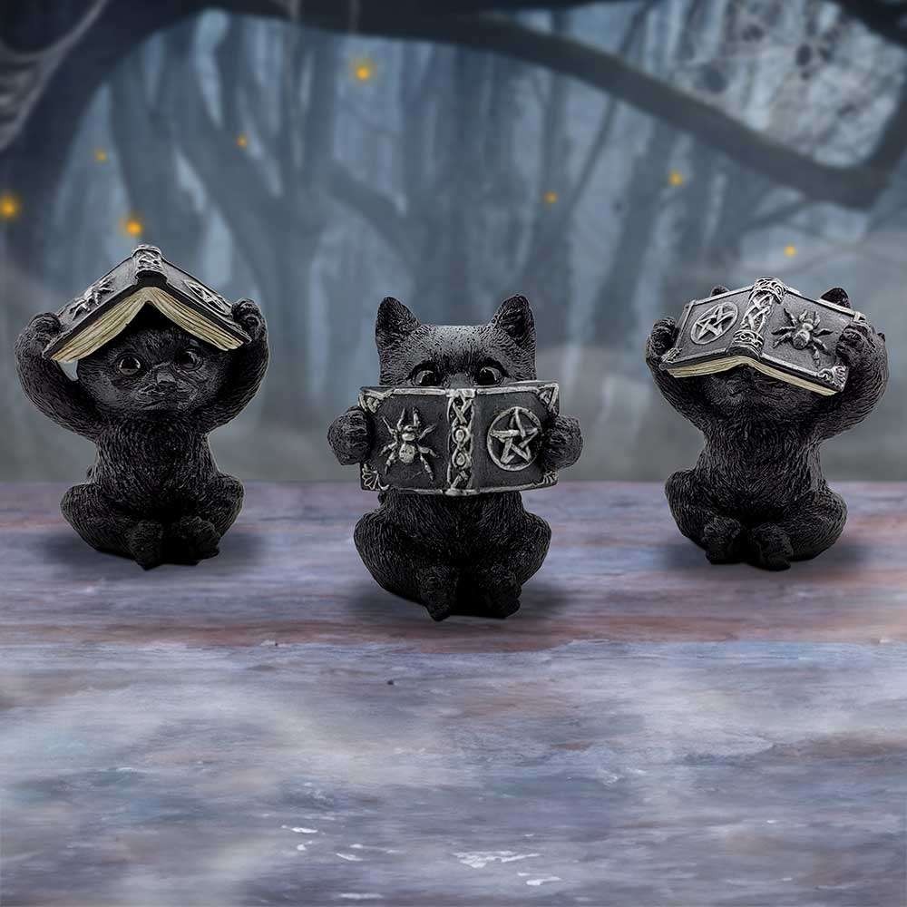 THREE WISE WITCHY BLACK SPELL CATS STATUA FIGURE NEMESIS NOW
