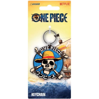 ONE PIECE NETFLIX STRAW HAT LOGO RUBBER KEYCHAIN PORTACHIAVI IN GOMMA PYRAMID INTERNATIONAL
