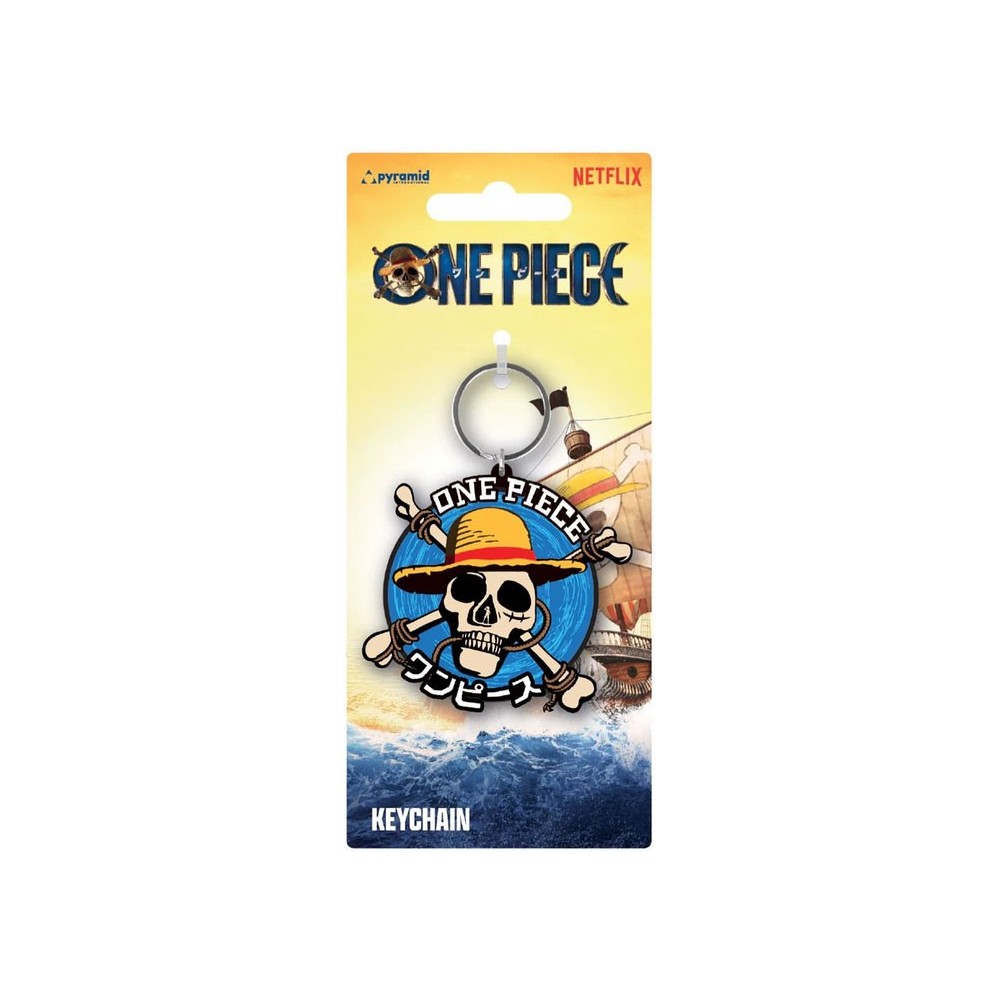 ONE PIECE NETFLIX STRAW HAT LOGO RUBBER KEYCHAIN PORTACHIAVI IN GOMMA PYRAMID INTERNATIONAL