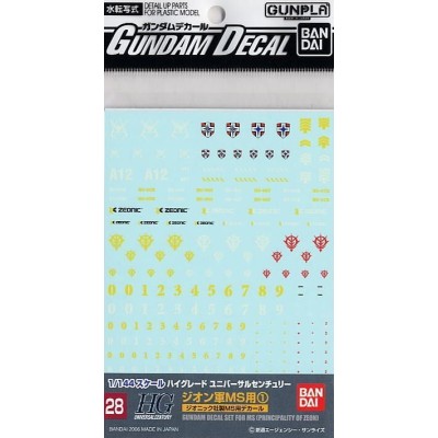 HG 1/144 GUNDAM DECAL SET FOR ZEON MODEL KIT BANDAI
