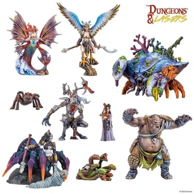 DUNGEONS AND LASERS FANTASY MINIATURES SET 27X FIGURE ARCHON STUDIO