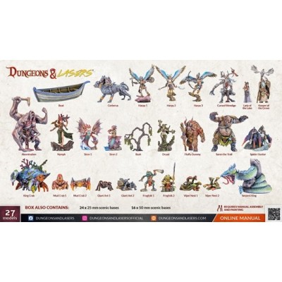 ARCHON STUDIO DUNGEONS AND LASERS FANTASY MINIATURES SET 27X FIGURES