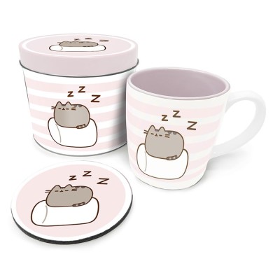 PYRAMID INTERNATIONAL PUSHEEN THE CAT GIFT TIN SET MUG AND COASTER