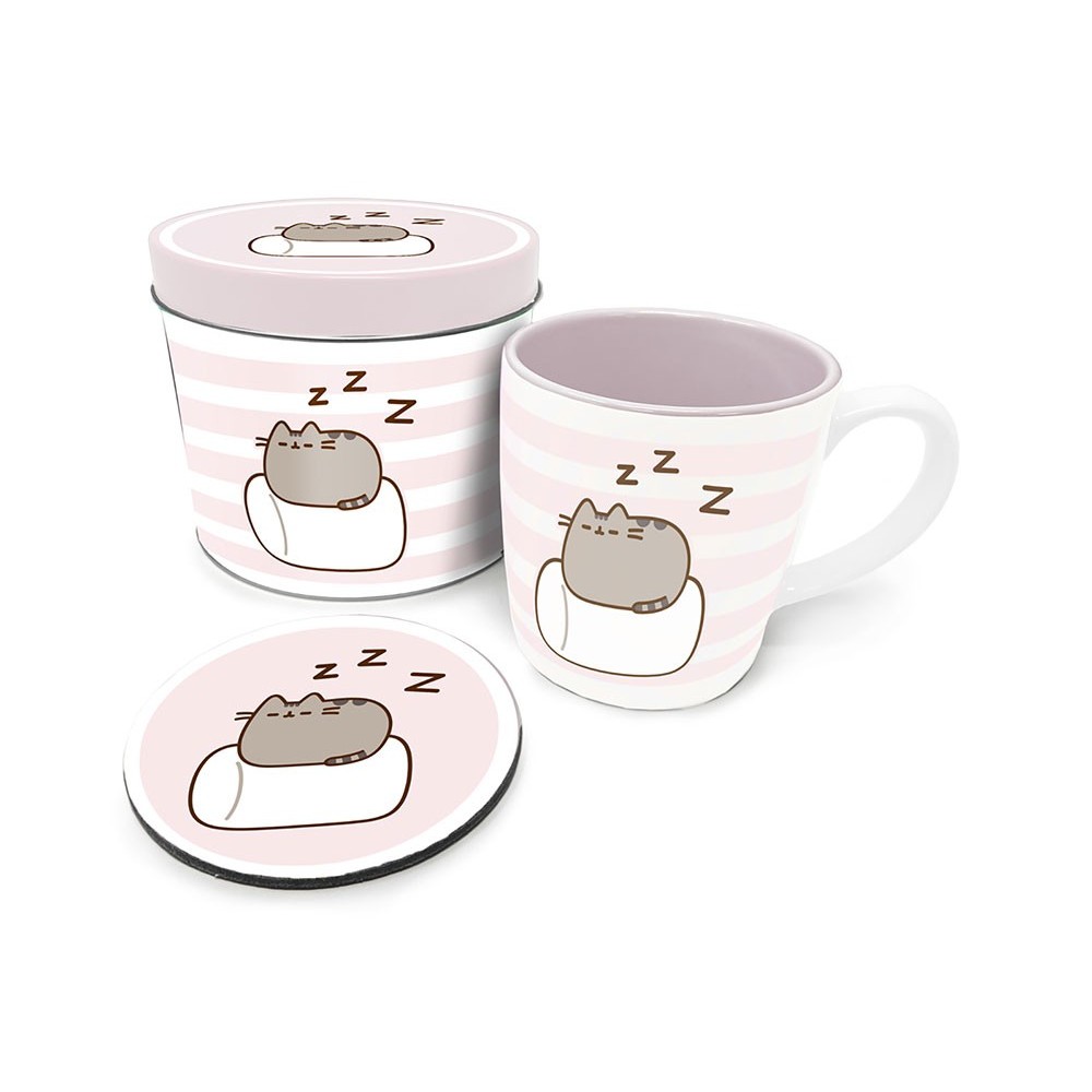 PYRAMID INTERNATIONAL PUSHEEN THE CAT GIFT TIN SET MUG AND COASTER