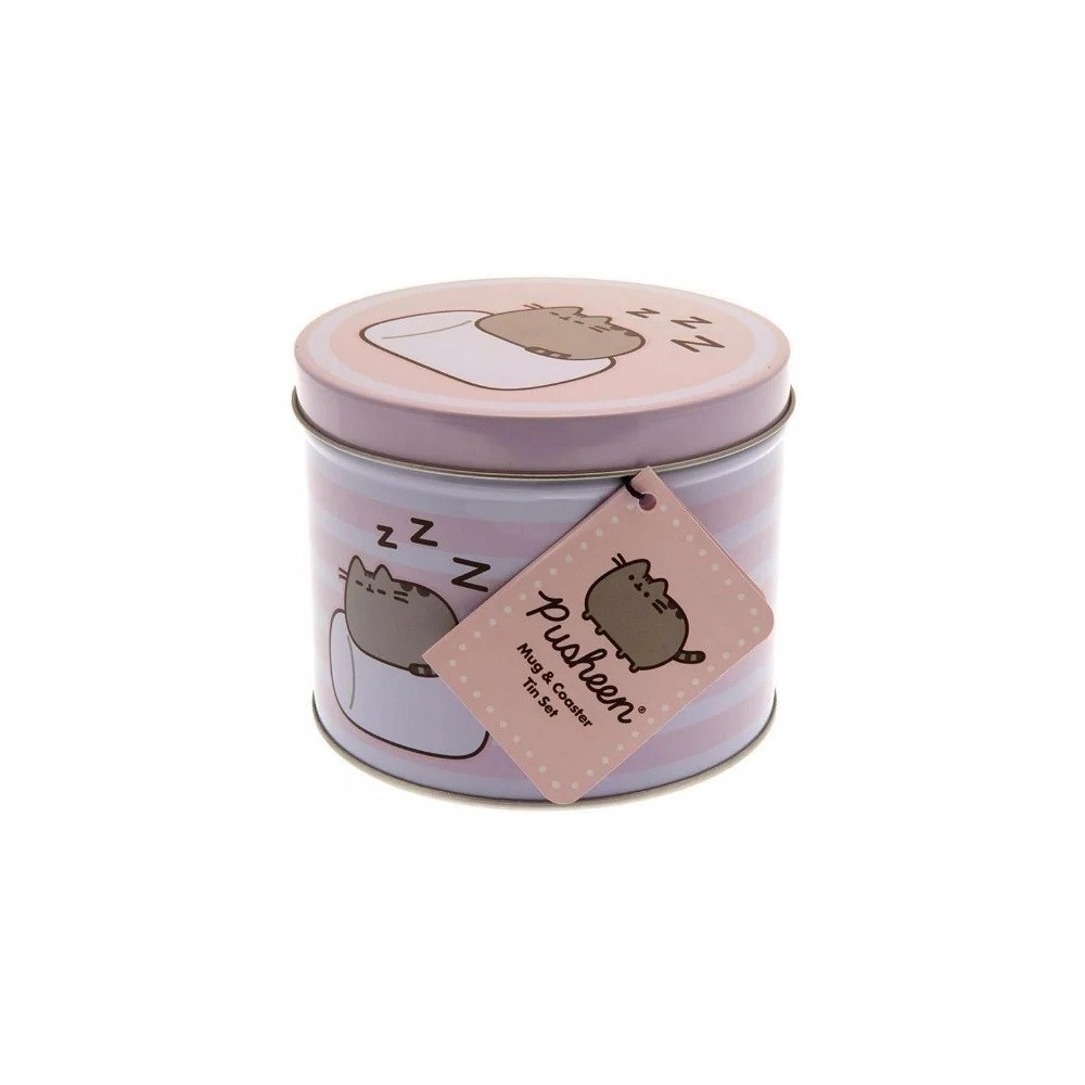 PYRAMID INTERNATIONAL PUSHEEN THE CAT GIFT TIN SET MUG AND COASTER