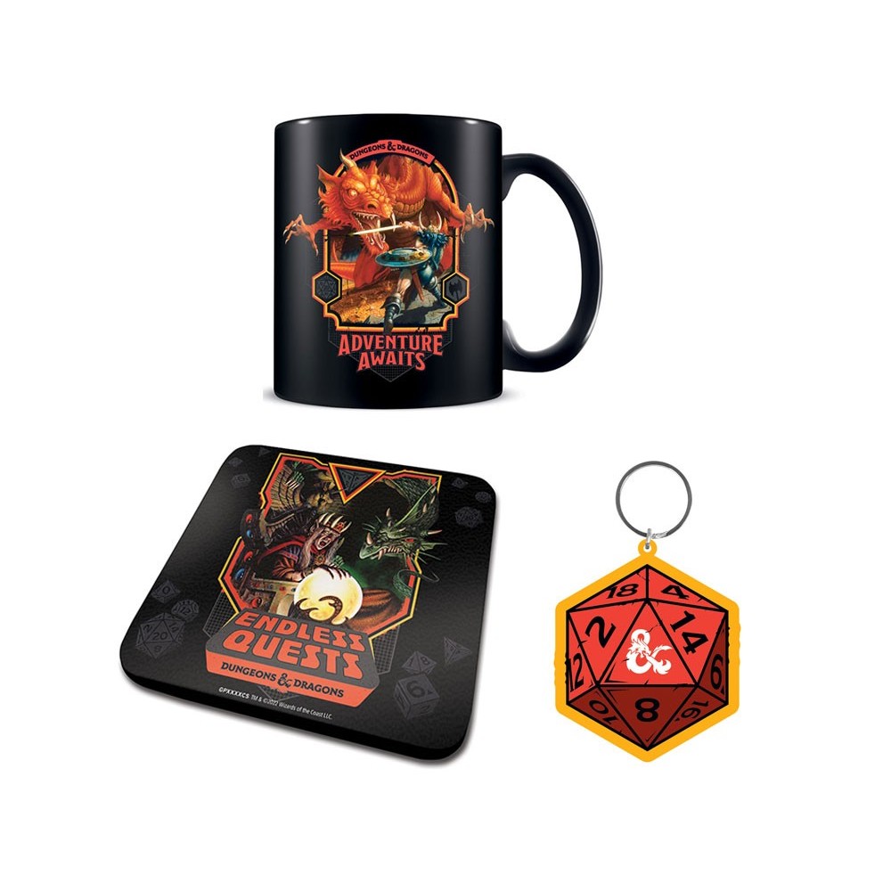 DUNGEONS AND DRAGONS GIFT SET TAZZA SOTTOBICCHIERE E PORTACHIAVI PYRAMID INTERNATIONAL