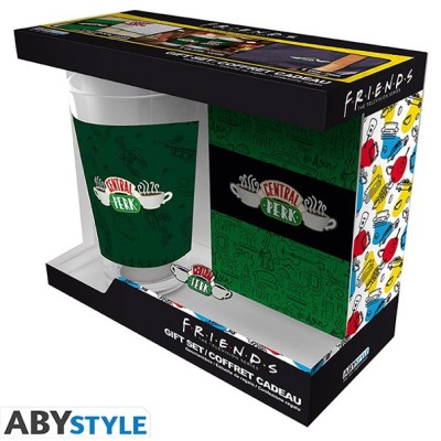 ABYSTYLE FRIENDS CENTRAL PERK GIFT SET GLASS PIN AND NOTEBOOK
