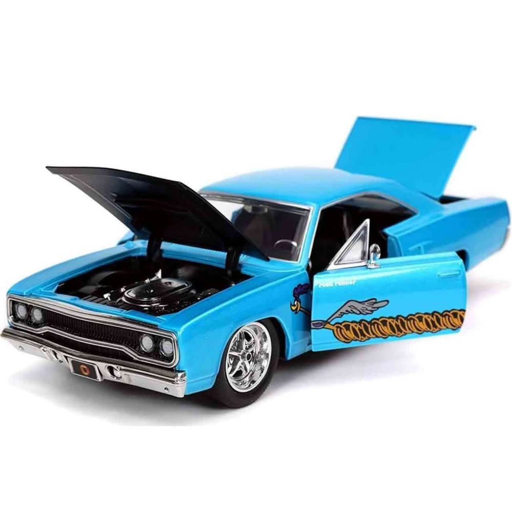 LOONEY TUNES 1970 PLAYMOUTH ROADRUNNER WILL E. COYOTE DIE CAST 1/24 MODEL JADA TOYS