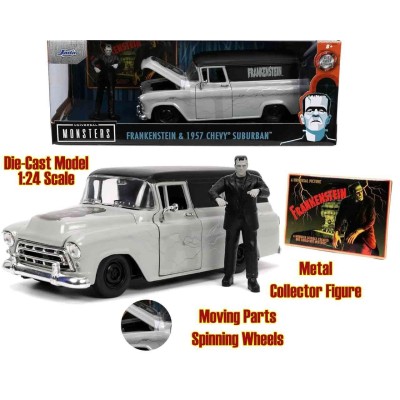 UNIVERSAL MONSTER FRANKENSTEIN 1957 CHEVY SUBURBAN DIE CAST 1/24 MODEL JADA TOYS