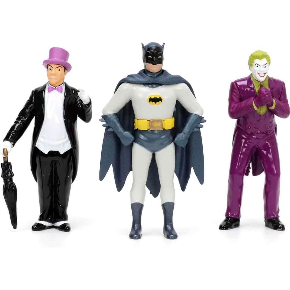 BATMAN TV SERIES 1966 BATMOBILE DIE CAST 1/24 MODEL WITH BATMAN, ROBIN, JOKER AND PENGUIN JADA TOYS