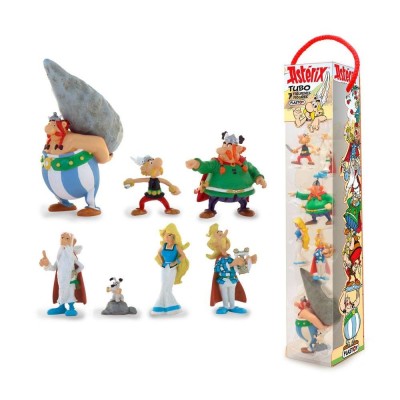 ASTERIX GALLIC VILLAGE TUBE 7 FIGURES GALLI MINI STATUE PLASTOY