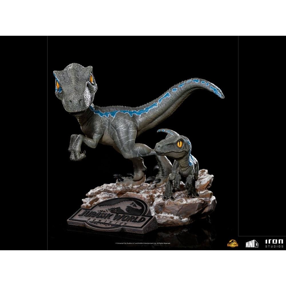 IRON STUDIOS JURASSIC WORLD DOMINION BLUE AND BETA MINICO FIGURE STATUE