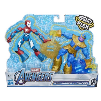 MARVEL AVENGERS BEND AND FLEX IRON PATRIOT VS THANOS ACTION FIGURES HASBRO
