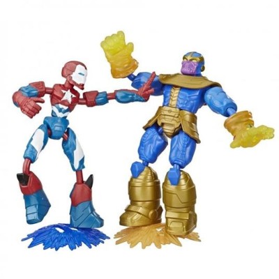 HASBRO MARVEL AVENGERS IRON PATRIOT VS THANOS BEND AND FLEX ACTION FIGURES