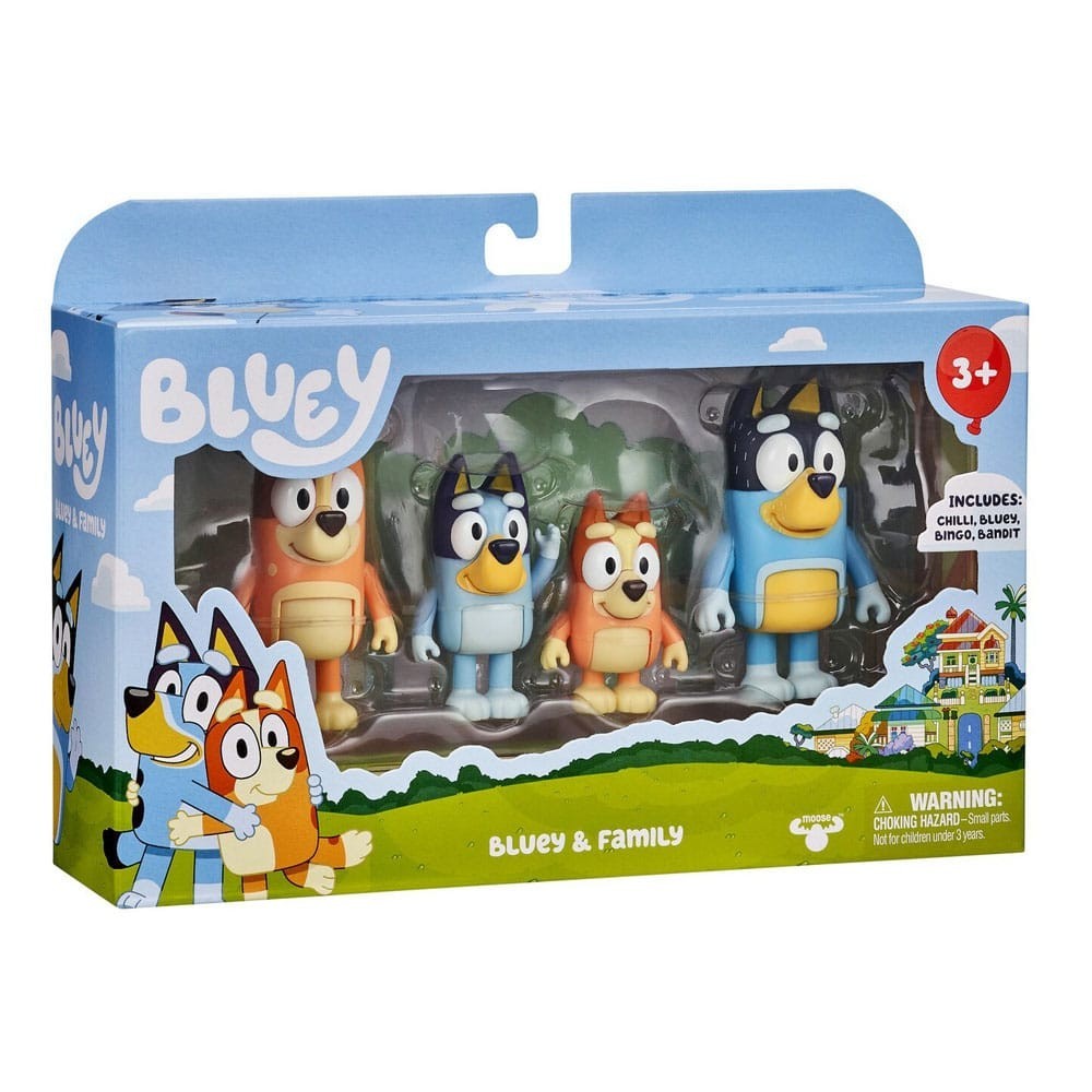 BLUEY AND FAMILY 4-PACK ACTION FIGURES MOOSE TOYS