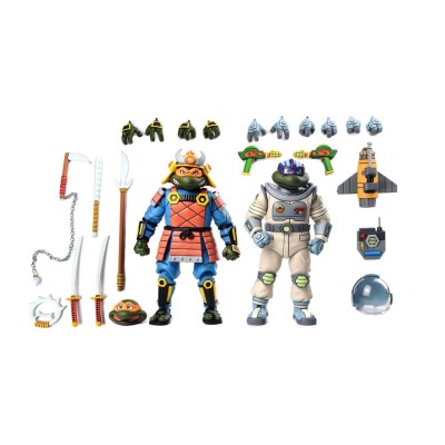 NECA NINJA TURTLES CARTOON SAMURAI MICHELANGELO & SPACE DONATELLO 2-PACK ACTION FIGURE