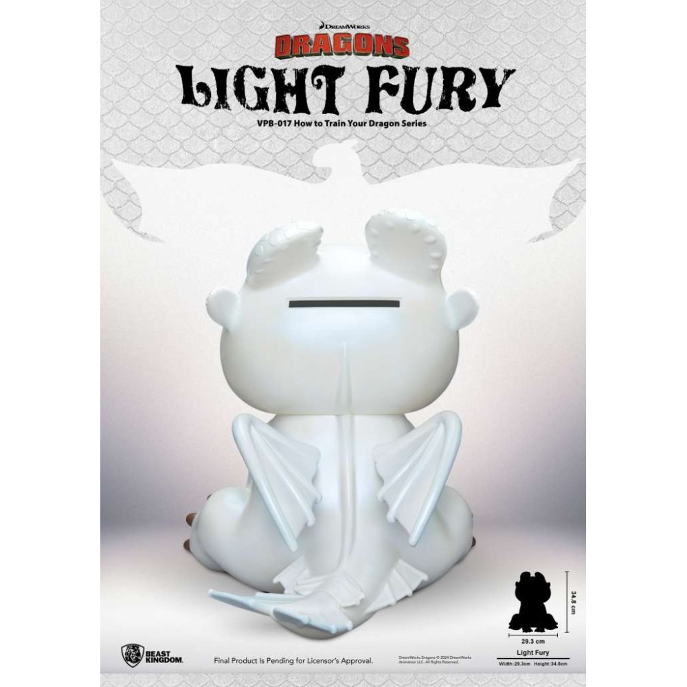 BEAST KINGDOM HOW TO TRAIN YOUR DRAGON LIGHT FURY VINYL PIGGY BANK VELVET VERS. STATUE FIGURE