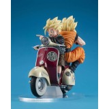 MEGAHOUSE DRAGON BALL Z SON GOKU & SON GOHAN ON MOTORBIKE DESKTOP REAL MCCOY STATUE FIGURE