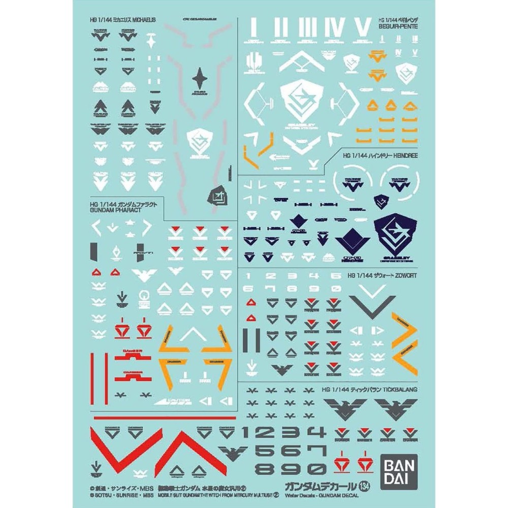 BANDAI BANDAI GUNPLA GUNDAM DECAL NO134 WITCH FROM MERCURY MULTI 2 MODEL KIT
