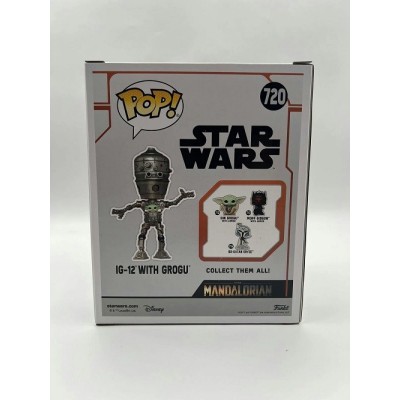 FUNKO FUNKO POP! STAR WARS THE MANDALORIAN IG-12 WITH GROGU DLX BOBBLE HEAD KNOCKER FIGURE